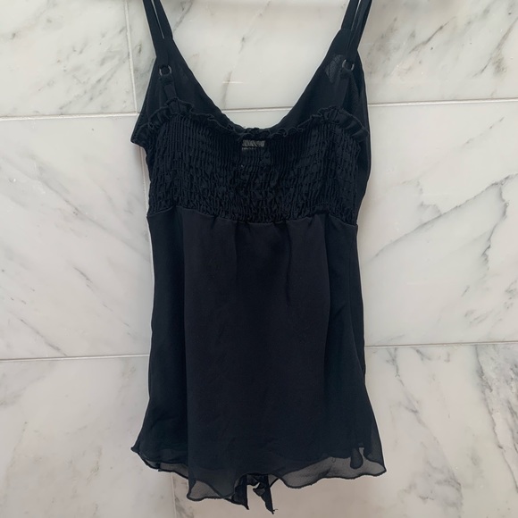 Black Ruffle Bow Top with Smock Back - Picture 2 of 2
